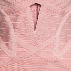 Herve Leger Light Pink Knit Bandage Maxi Dress M