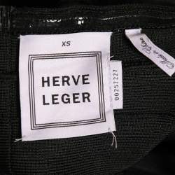 مملوكة مسبقًا Herve Leger Black Textured Knit Strapless Bandage Mini Dress XS