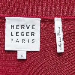 Herve Leger Burgundy Stretch Knit Bandage Top S