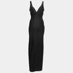 Herve Leger Black Knit Bandage Long Dress M