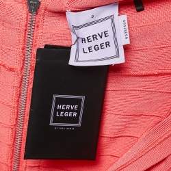 Herve Leger Pink Bandage Knit Kelis Midi Dress S