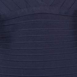 Herve Leger Dark Blue Bandage Knit Midi Dress L