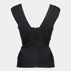 Herve Leger Black Knit Sleeveless Blouse S