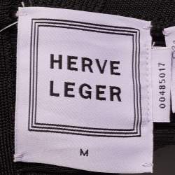 Herve Leger Black Knit V-Neck Sleeveless Top M