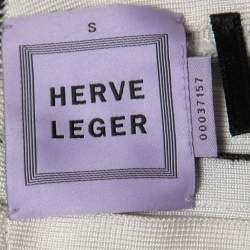 Pre Owned Herve Leger Black/White Bandage Knit Bodycon Dress S
