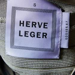 Pre Owned Herve Leger Black Beaded Halter Neck Mini Dress S