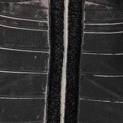 Pre Owned Herve Leger Black Beaded Halter Neck Mini Dress S