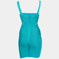 Herve Leger Blue Knit Sleeveless Bandage Dress XS