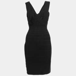 Herve Leger Black Knit Sleeveless Bandage Dress XS