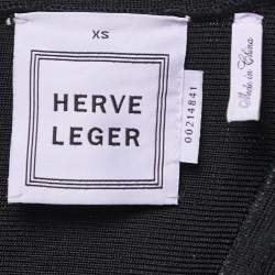 Herve Leger Black Patterned Knit Bodycon Short Dress XS