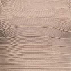 Herve Leger Beige Knit Off-Shoulder Bandage Short Dress XS