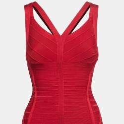 Herve Leger Red Bandage Knit Bodycon Mini Dress XS