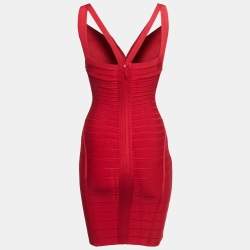 Herve Leger Red Bandage Knit Bodycon Mini Dress XS