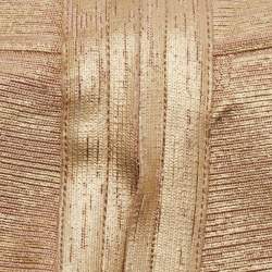 Herve Leger Gold Bandage Knit Scoop Neck Bodycon Mini Dress XS