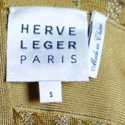 Herve Leger Gold Textured Lurex Knit Sleeveless Gown S