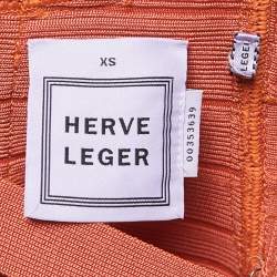 Herve Leger Orange Knit Bandage Short Dress XS