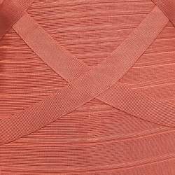 Herve Leger Orange Knit Bandage Short Dress XS