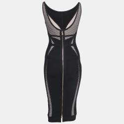 Pre Owned Herve Leger Black Knit Sleeveless Midi Bodycon Dress S
