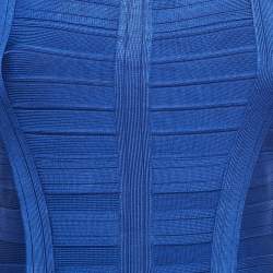 Herve Leger By Max Azria Dark Blue Knit Sleeveless Fit & Flare Maxi Dress S
