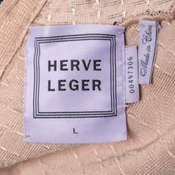 Herve Leger Black Patterned Knit Sleeveless Fit & Flare Gown L