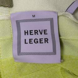 Herve Leger Green/Grey Knit Off-Shoulder Mini Dress M