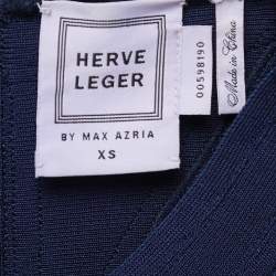 Pre Owned Herve Leger Navy Blue Knit Midi Dress XS