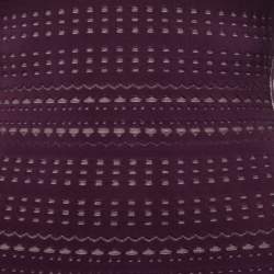 Pre Owned Herve Leger Purple Perforated Knit Cold Shoulder Bodycon Dress XXS