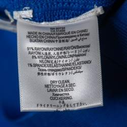 Pre Owned Herve Leger Blue Bandage Knit Cap Sleeve Bodycon Dress S