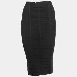 Pre Owned Herve Leger Black Bandage Knit Pencil Skirt XS