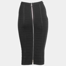 Pre Owned Herve Leger Black Bandage Knit Pencil Skirt XS