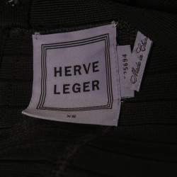 Pre Owned Herve Leger Black Bandage Knit Pencil Skirt XS