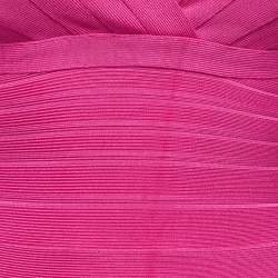 Pre Owned Herve Leger Pink Bandage Knit Rebekka Dress S