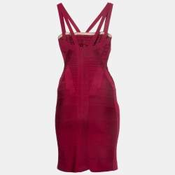 Herve Leger Burgundy Bandage Knit Bodycon Dress S