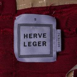 Herve Leger Burgundy Bandage Knit Bodycon Dress S