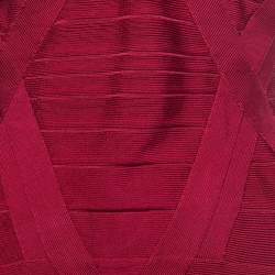 Herve Leger Burgundy Bandage Knit Bodycon Dress S