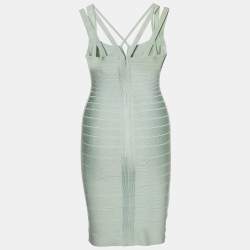 Pre Owned Herve Leger Light Green bandage Aqua Foam Dress S
