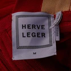 Herve Leger Red Bandage Knit Flared Mini Dress M