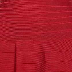 Herve Leger Red Bandage Knit Flared Mini Dress M