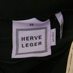 Herve Leger Black/Off White Knit Sleeveless Mini Bandage Dress XS