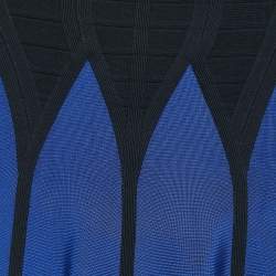 Herve Leger Black/Blue Knit Flared Mini Skirt S