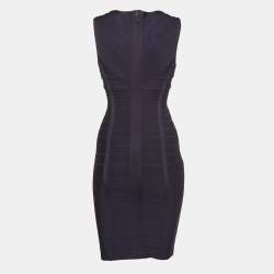 Herve Leger Navy Blue Knit Darby Bandage Dress S