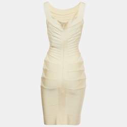 Herve Leger Cream Knit Quinn Mini Bandage Dress S