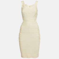 Herve Leger Cream Knit Quinn Mini Bandage Dress S