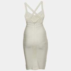 Herve Leger White Bandage Knit Bodycon Dress S