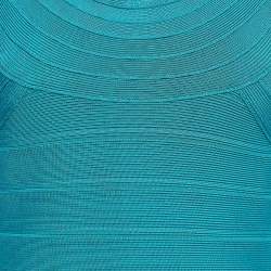 Herve Leger Teal Green Knit Scoop Neck Bandage Dress M