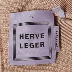 Herve Leger Beige Bandage Knit Off-Shoulder Mini Dress S