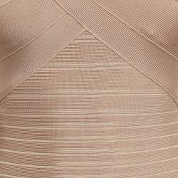 Herve Leger Beige Bandage Knit Off-Shoulder Mini Dress S