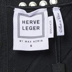 مملوكة مسبقًا Herve Leger Black Knit Metal Detail Bandage Top S