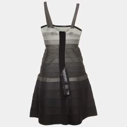 Herve Leger Grey Knit Strappy Flared Mini Dress M