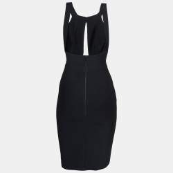 Pre Owned Herve Leger Black Stretch Knit Halter Neck Bodycon Mini Dress S